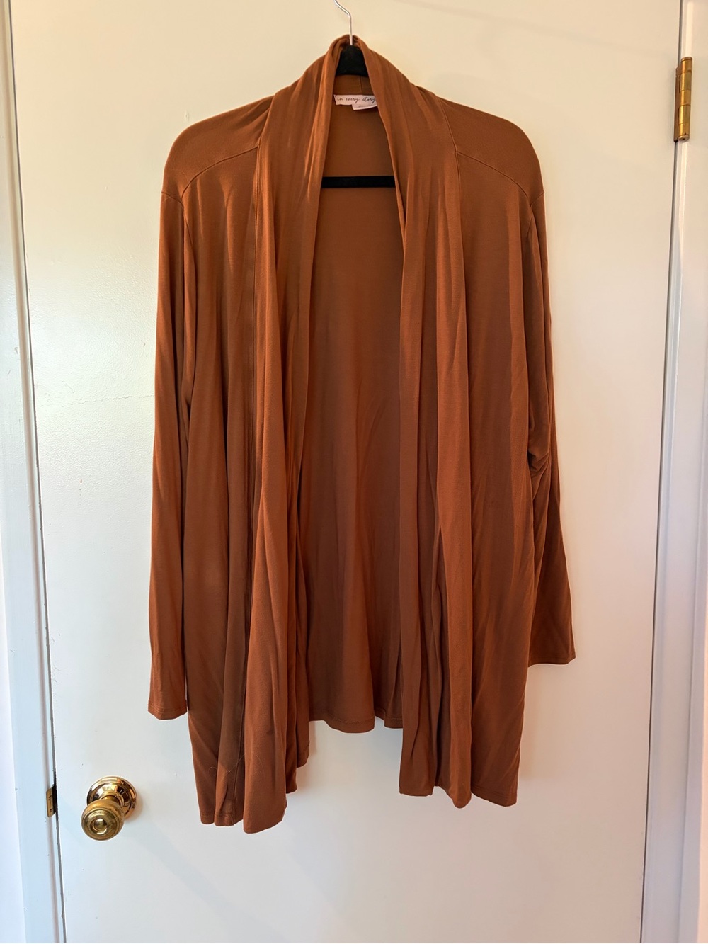 Lightweight Open Front Cardigan Sweater in Rust